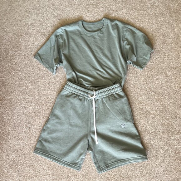Pants - New Seafoam Green Sweat Set, 100% Cotton, Unisex, Small, Shorts and a T-Shirt